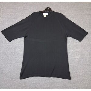 Cumran Mens Shirt L Black Knit 100% Silk Crew Quiet Luxury Minimalist VTG 90s